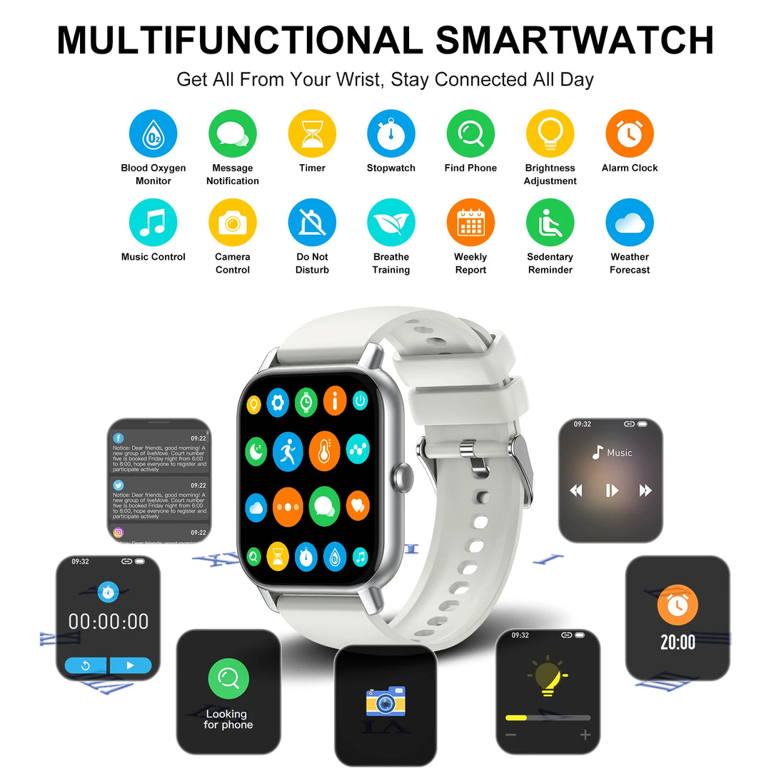 LaNikar New Smart Watch 1.85" TFT Health Monitoring IP68 Waterproof Bluetooth Call Multifunction Fitness Tracker