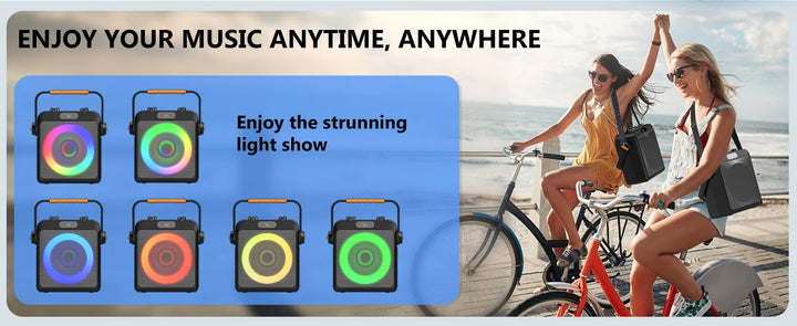 2 Wireless Microphones T19-T Karaoke Machine | Black Karaoke Speaker With Treble/Bass Adjustment, Wireless Speaker PA System