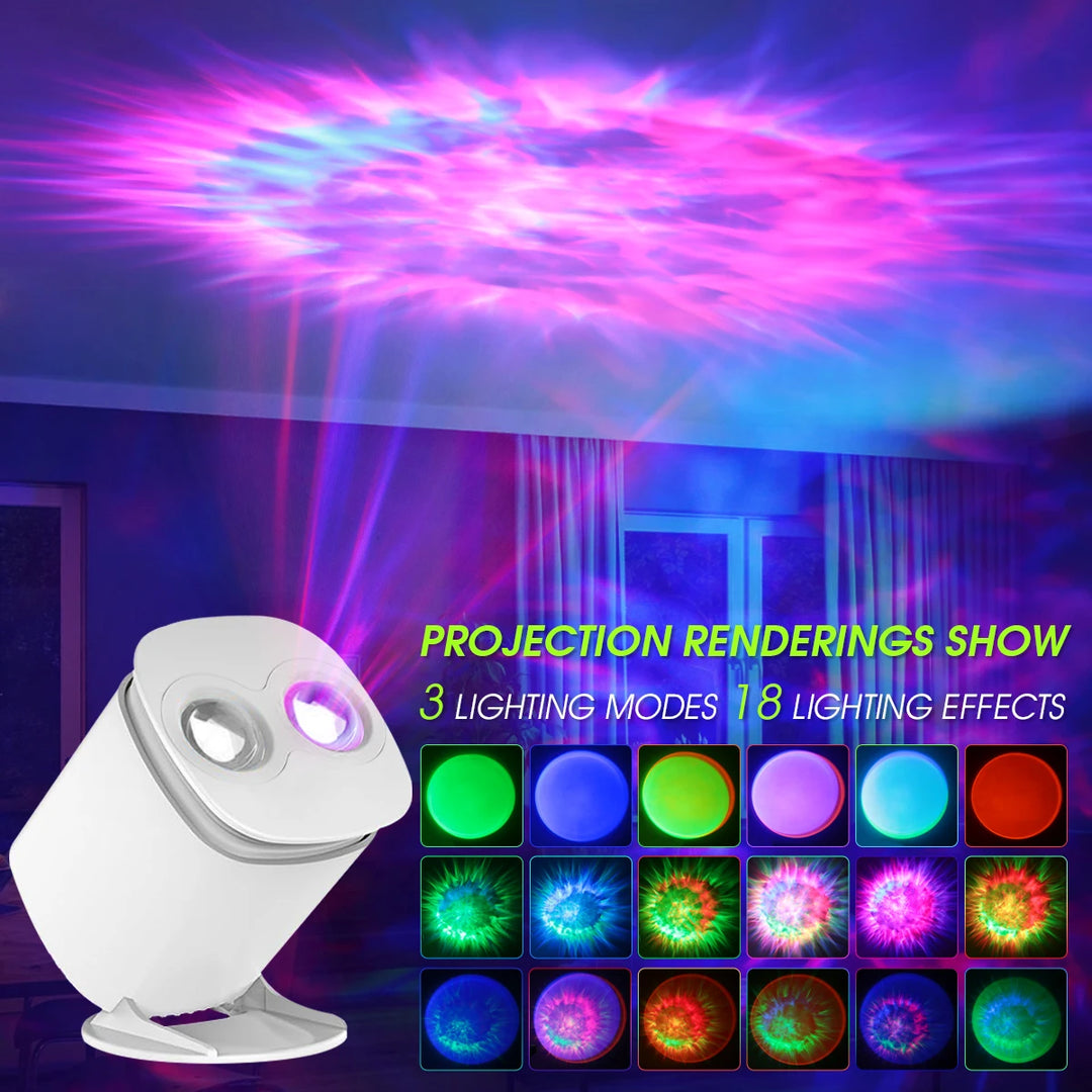2025 New USB LED Projector Light, Modern Moire Pattern & Sunset Design, Adjustable Atmosphere Lighting With Remote Control