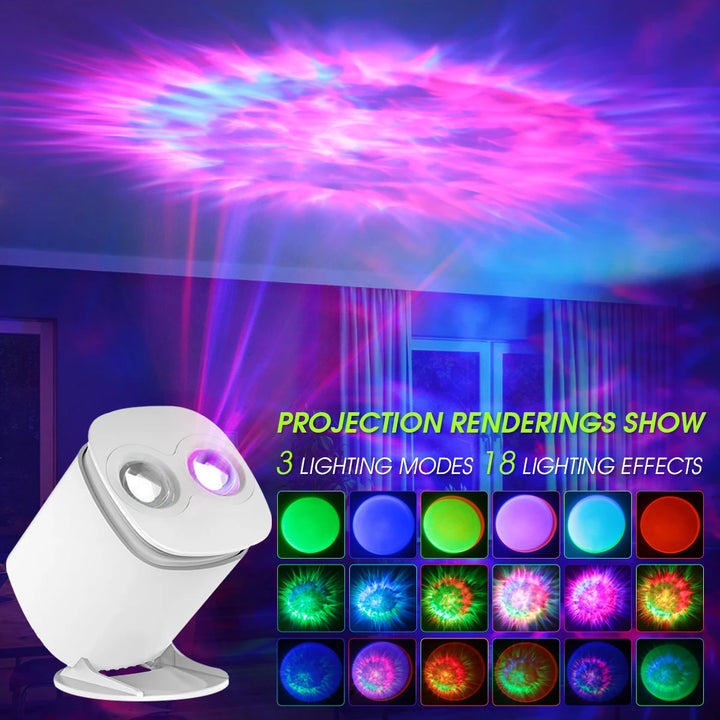 2025 New USB LED Projector Light, Modern Moire Pattern & Sunset Design, Adjustable Atmosphere Lighting With Remote Control