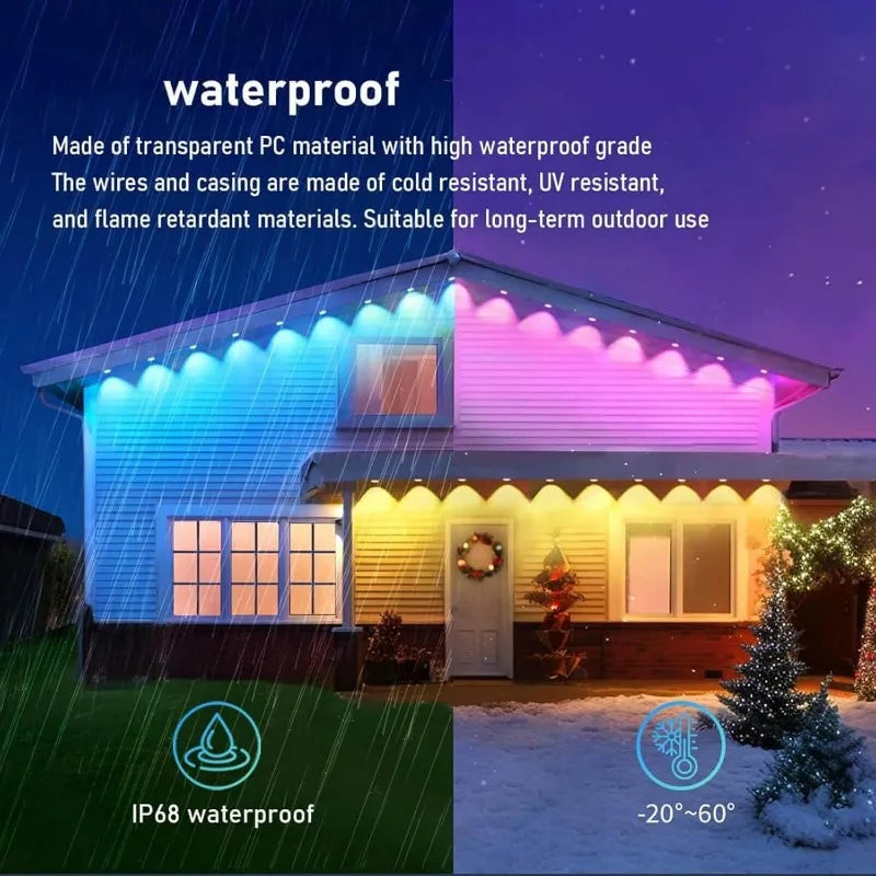 90M APP Permanent Outdoor Eaves LED Lights Waterproof Smart RGBIC String Lights DIY Scene Full House Christmas Lighting Decor