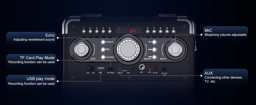 S8-T Kara Ok with 3 Microphones, Portable Bluetooth 5.3 Kara Ok Speaker, Suitable for Outdoor Activities