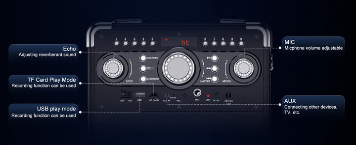 S8-T Kara Ok with 3 Microphones, Portable Bluetooth 5.3 Kara Ok Speaker, Suitable for Outdoor Activities