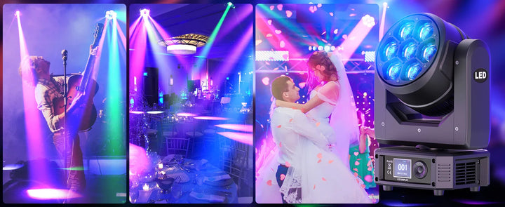 U'King 300W Moving Head DJ Lights LEDs BEE'S EYE Stage Lights DMX Control&Sound Activated For DJ Bar Christmas wedding Party