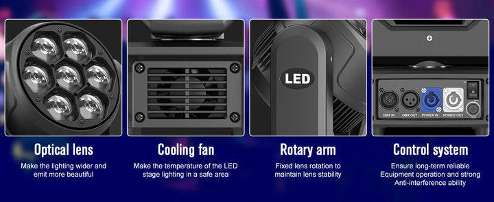 U'King 300W Moving Head DJ Lights LEDs BEE'S EYE Stage Lights DMX Control&Sound Activated For DJ Bar Christmas wedding Party