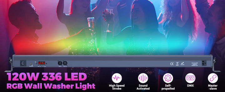U'King 2Pcs 120W Wall Wash Light Bar RGB 336 LEDs Stage Lights 7000lm Wallwasher Lights For Home Nightclub Wedding Party Show