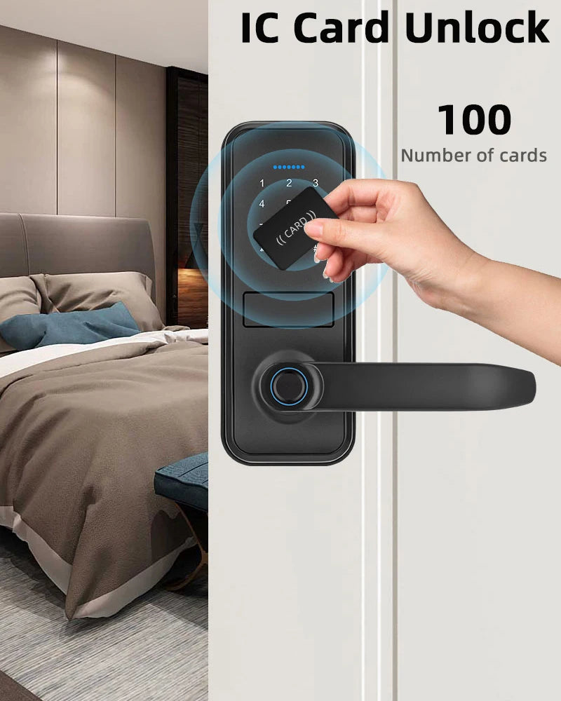 RAYKUBE Smart Biometric Fingerprint Door Lock Electronic Lock Tuya App Set Fingerprint/ Password/ Card Unlock Delivery From US