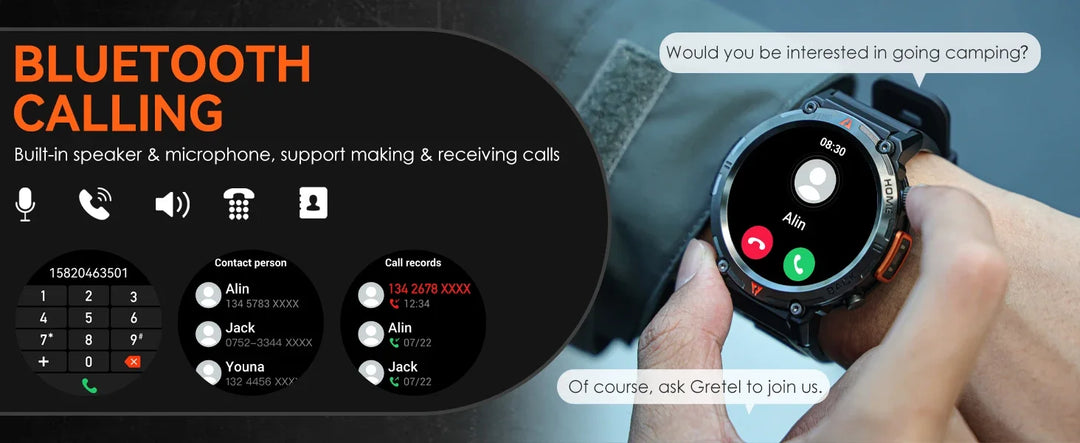 EIGIIS New Bluetooth Call Smart Watch Men Full Touch Screen Health Monitor Clock With Flashlight Men Smart