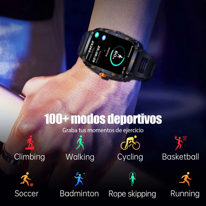 LaNikar Smart Watch 3ATM Waterproof 1.96" IPS Screen Military KT71 Men 100+ Sport Mode Heart Rate Blood Pressure Bluetooth Call