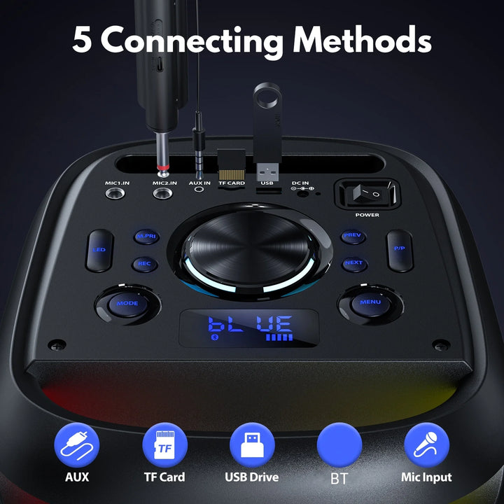 Karaoke Machine Portable Bluetooth Karaoke Speaker for Outdoor, Big Party Speaker with Disco Lights