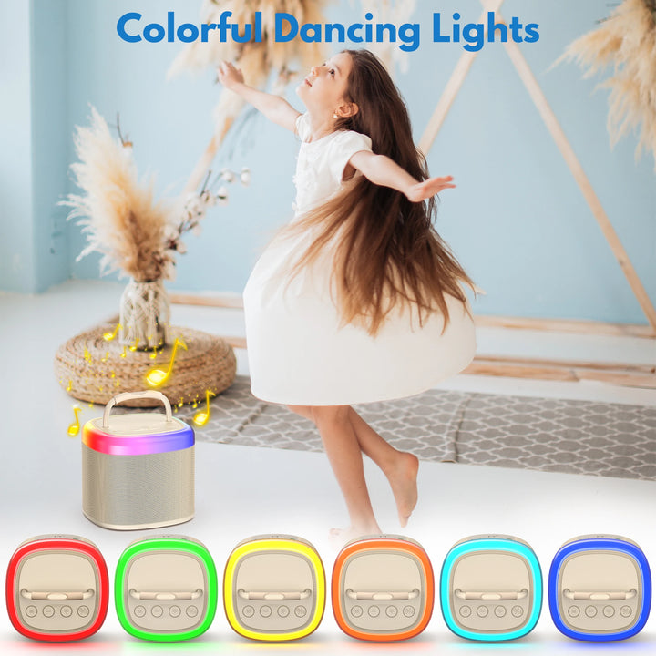 Portable Bluetooth Speaker, Wireless Mini Speaker with 2 Microphone, 5 Mode Voice Effect, LED Party Light