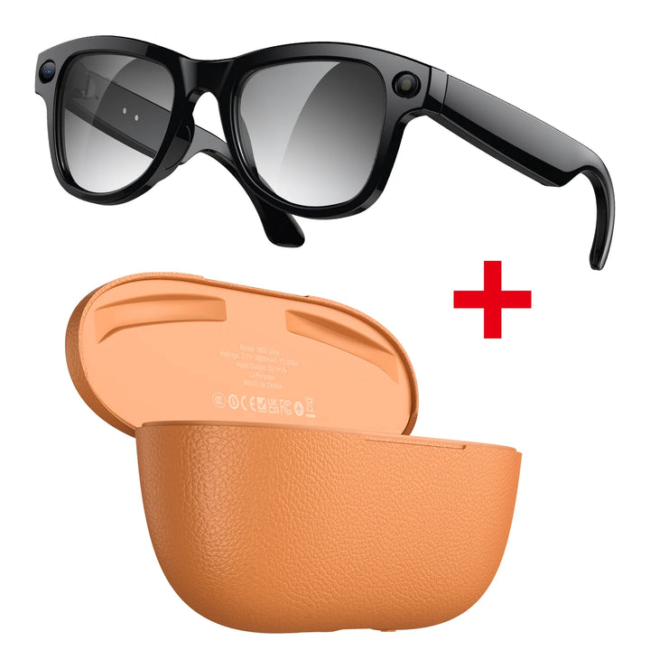 AI Bluetooth Smart Glasses With 800w Camera Recordings,Take Photos,Make Calls,Play Music,Real-time Translation Charging Dock