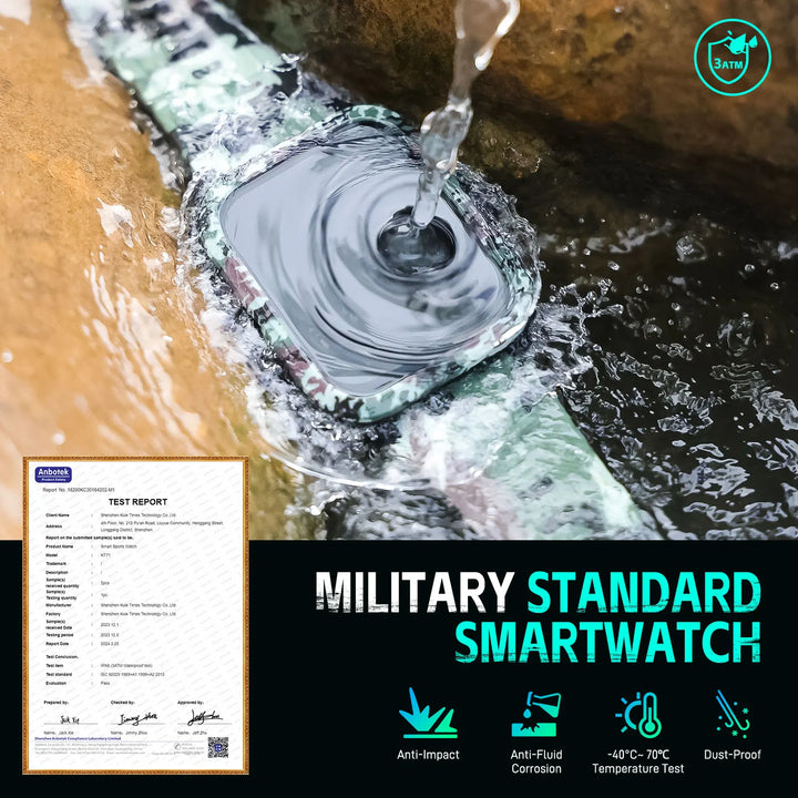 EIGIIS New Smart Watch 3ATM Waterproof Men 1.96" KT71 Fitness Tracker Heart Rate Bluetooth Call Camouflage Color Original Design