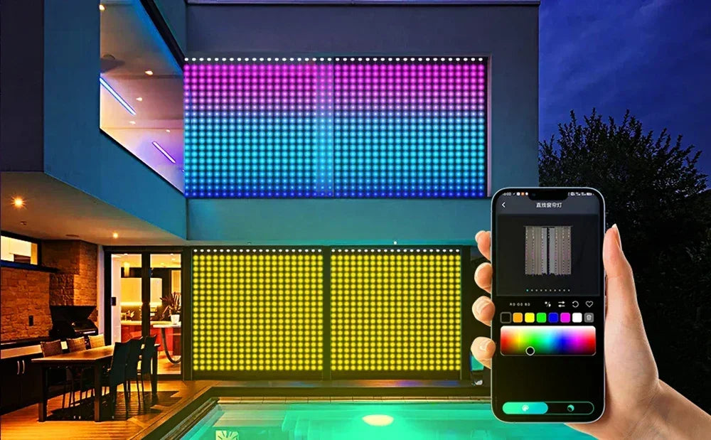 Smart Curtain Lights String App Controlled LED Window Hanging Curtain Lights 300/200 LED RGB Color Music Pattern  Change Display