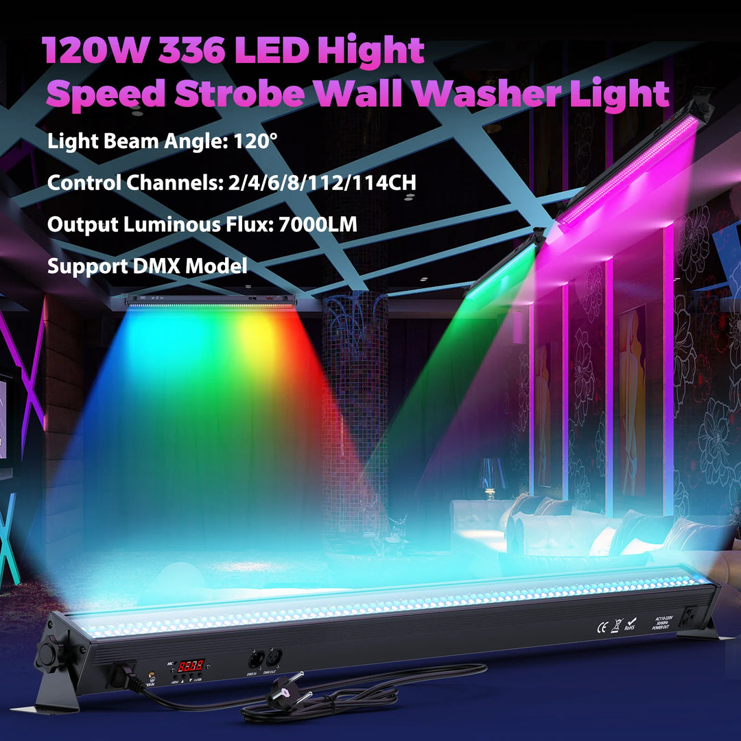 U'King 2Pcs 120W Wall Wash Light Bar RGB 336 LEDs Stage Lights 7000lm Wallwasher Lights For Home Nightclub Wedding Party Show