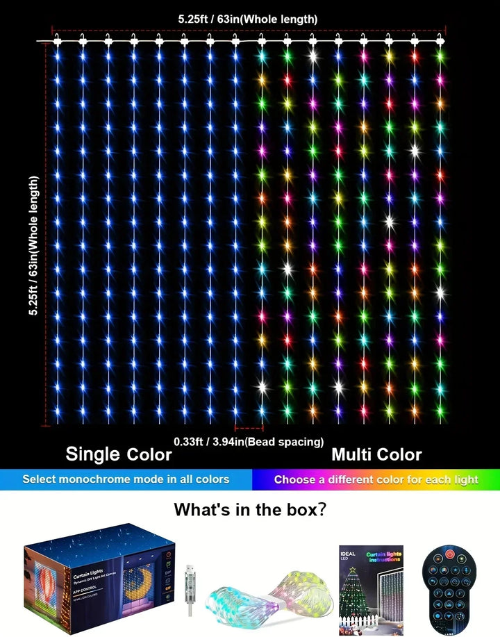 400 LED Smart Curtain Lights Multi-color Musical Fairy String Lights USB Powered with Remote Control App Control for Wedding