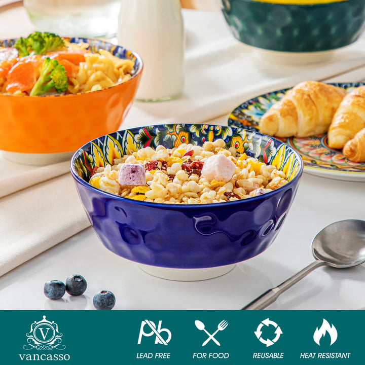 Vancasso 6/12 Piece Ceramic Soup Bowls 4.7 Inch Soup Bowls Colorful Bowls Dishwasher Oven Safe for Cereal/Soup/Oatmeal