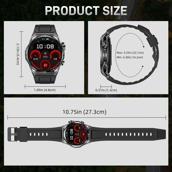 LaNikar New Smart Watch 1.43" AMOLED Display Men Black Sports Watch KE Series Bluetooth Call Health Monitor IP68 Waterproof KE6