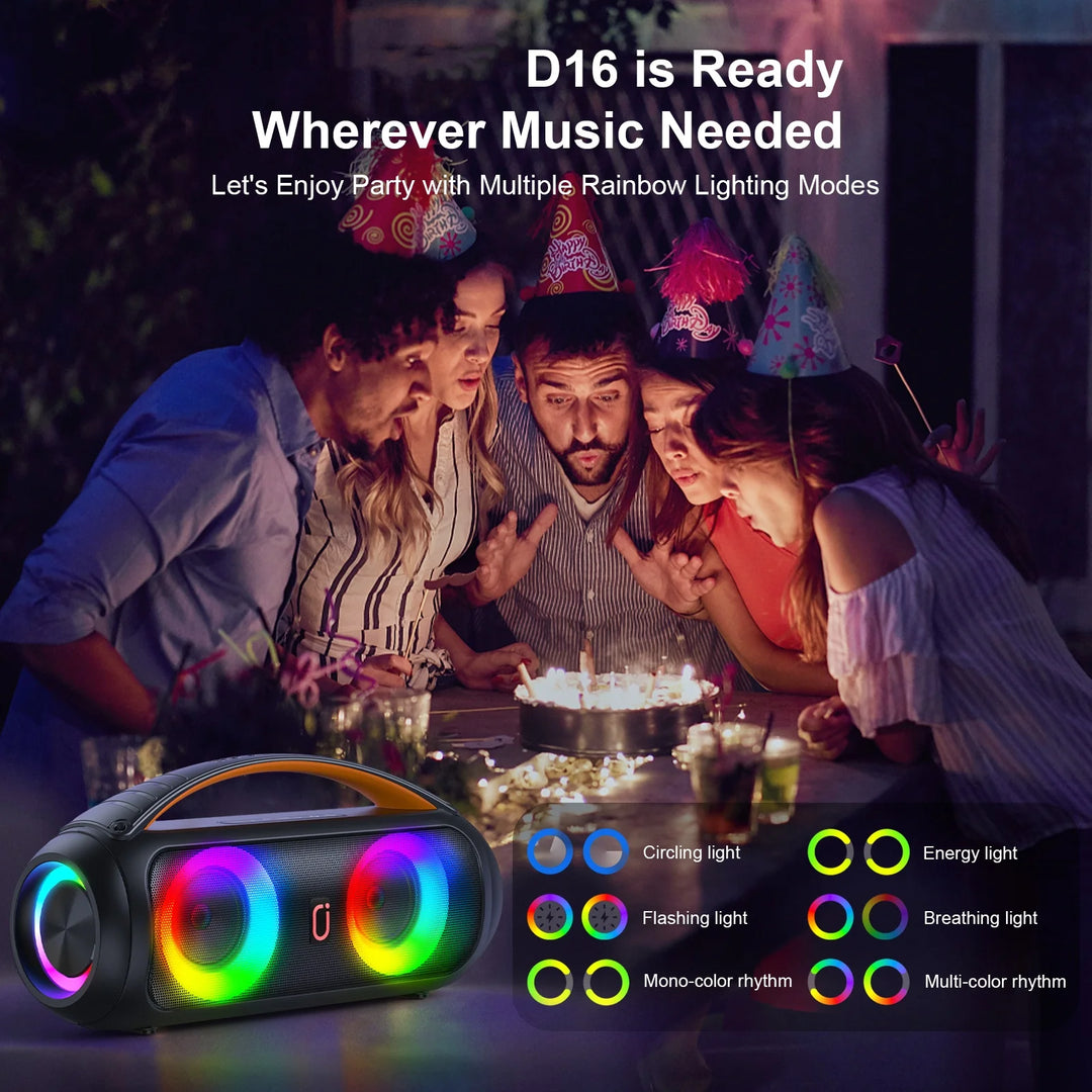 FanFun Bluetooth Speaker, Wireless Portable Speaker, Waterproof Outdoor Party Speaker, Dazzling LED light, Remote