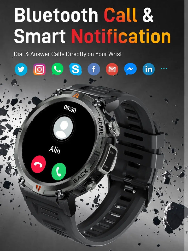 LaNikar KE3 Bluetooth Call Smart Watch Men Full Touch Screen Health Monitor With  steel ring Men SmartWatch For IOS Android