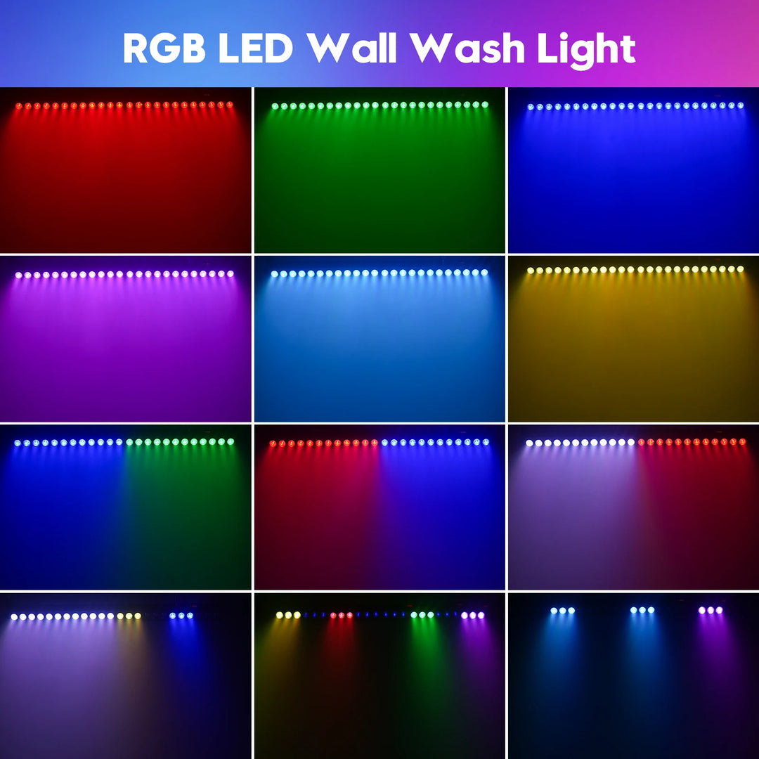 U'King 2Pcs 60W RGB 24LED Wall Wash Light Bar With Remote Controller DMX Stage Light Bar For Wedding Church Music Dance DJ Party