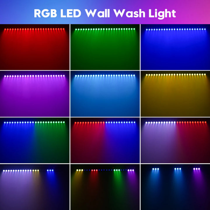 U'King 2Pcs 60W RGB 24LED Wall Wash Light Bar With Remote Controller DMX Stage Light Bar For Wedding Church Music Dance DJ Party