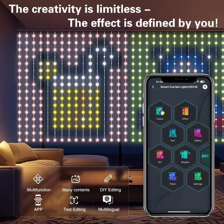 400 LED Smart Curtain Lights Multi-color Musical Fairy String Lights USB Powered with Remote Control App Control for Wedding
