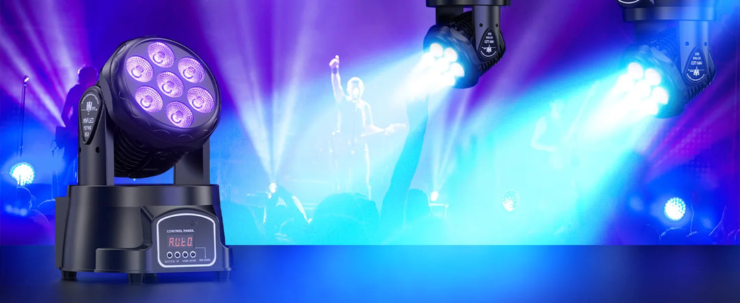 U`King 4Pcs 50W Moving Head Stage Lights 7X4W RGBW LED Beam SpotlightS DMX DJ Light For Disco Music Wedding Party Dance Club KTV