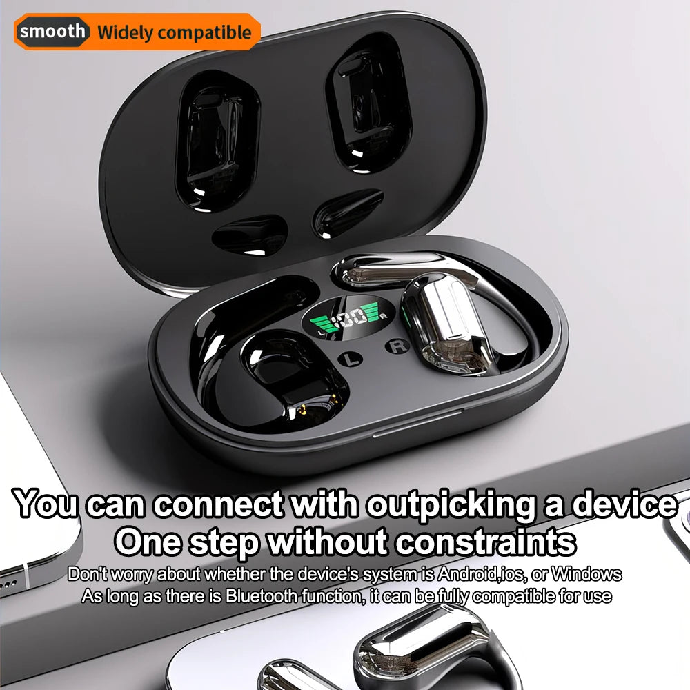 Mpow Q16 True Wireless Earphones, OWS Open Ear Earphones with Earhooks, Bluetooth 5.3, Up to 80H Playtime with Case for Cycling