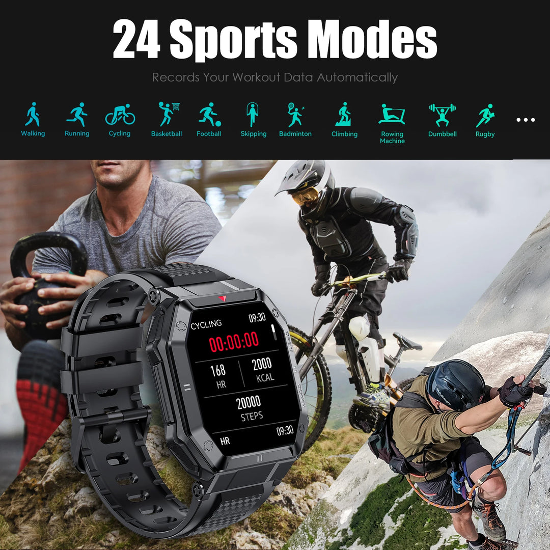 LaNikar 1.85'' HD New Military Smart Watch Men Bluetooth Call Heart Rate Blood Oxygen Detection Sport Smartwatch