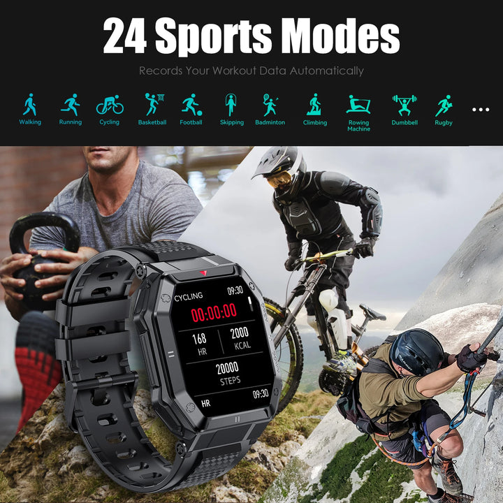 LaNikar 1.85'' HD New Military Smart Watch Men Bluetooth Call Heart Rate Blood Oxygen Detection Sport Smartwatch
