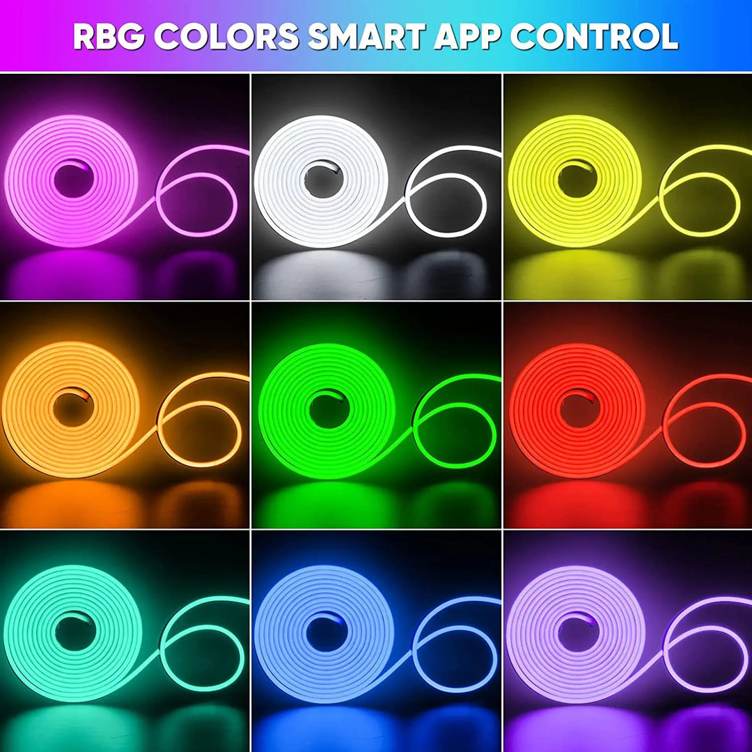 neon rope lights,GB Led Strip Lights, Waterproof IP67, DIY Design, Music Sync,  Remote Control, Multiple Modes