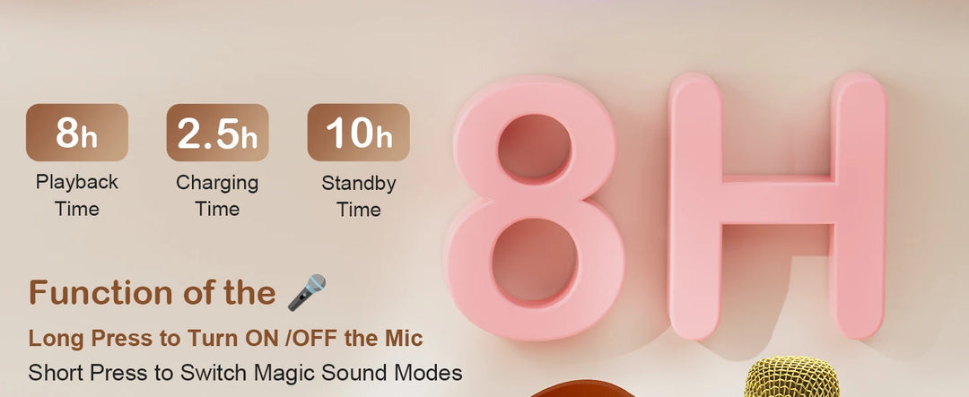 Wireless Microphones & Speaker System with Built-in Mic, LED Lighting Effects, USB-C Fast Charging, Camping, Valentine's Gifts