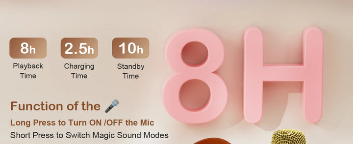 Wireless Microphones & Speaker System with Built-in Mic, LED Lighting Effects, USB-C Fast Charging, Camping, Valentine's Gifts
