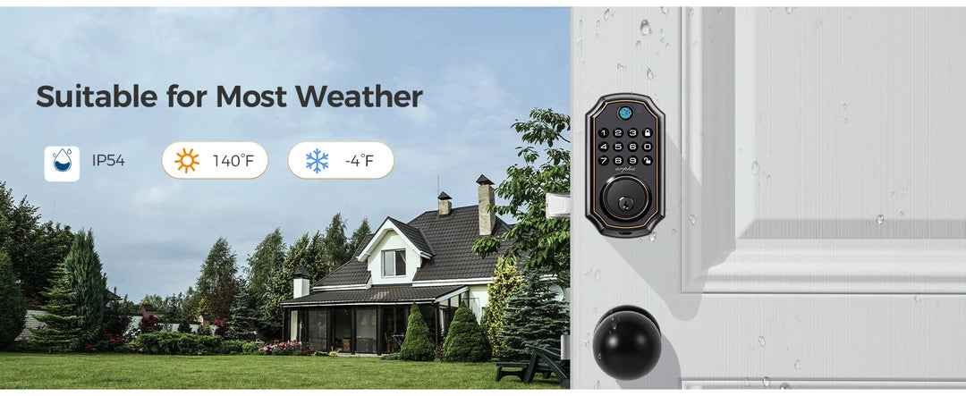 Arpha Smart Door Lock Bluetooth Door Lock 5-in-1 Keyless Entry Lock Fingerprint Electronic Deadbolt w/ Handle Set Home Security