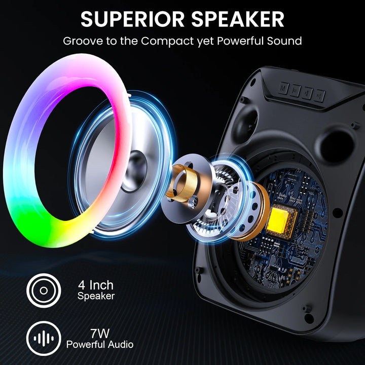 JYX Wireless Speaker, Portable Bluetooth Speaker with Wired Microphone, Home Karaoke Speaker System, LED Party Light