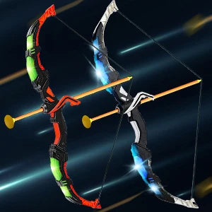 VATOS 2X Bow Arrow + Guns Toy For Kids LED Light Up Archery with Suction Cup Stand Target Dart Board Indoor Outdoor Game Toys