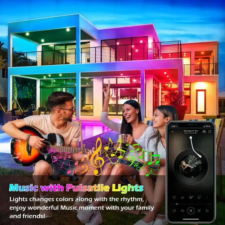 Outdoor Lights 90 LED Eaves Lights Smart Eaves String RGB Lights Full House Ambient Lighting Halloween Decorations Outside