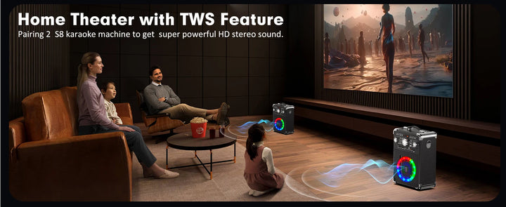 FanFun Karaoke Speaker with 3 Wireless Microphone, Bluetooth Speaker with LED Light, Portable Outdoor Party Speaker