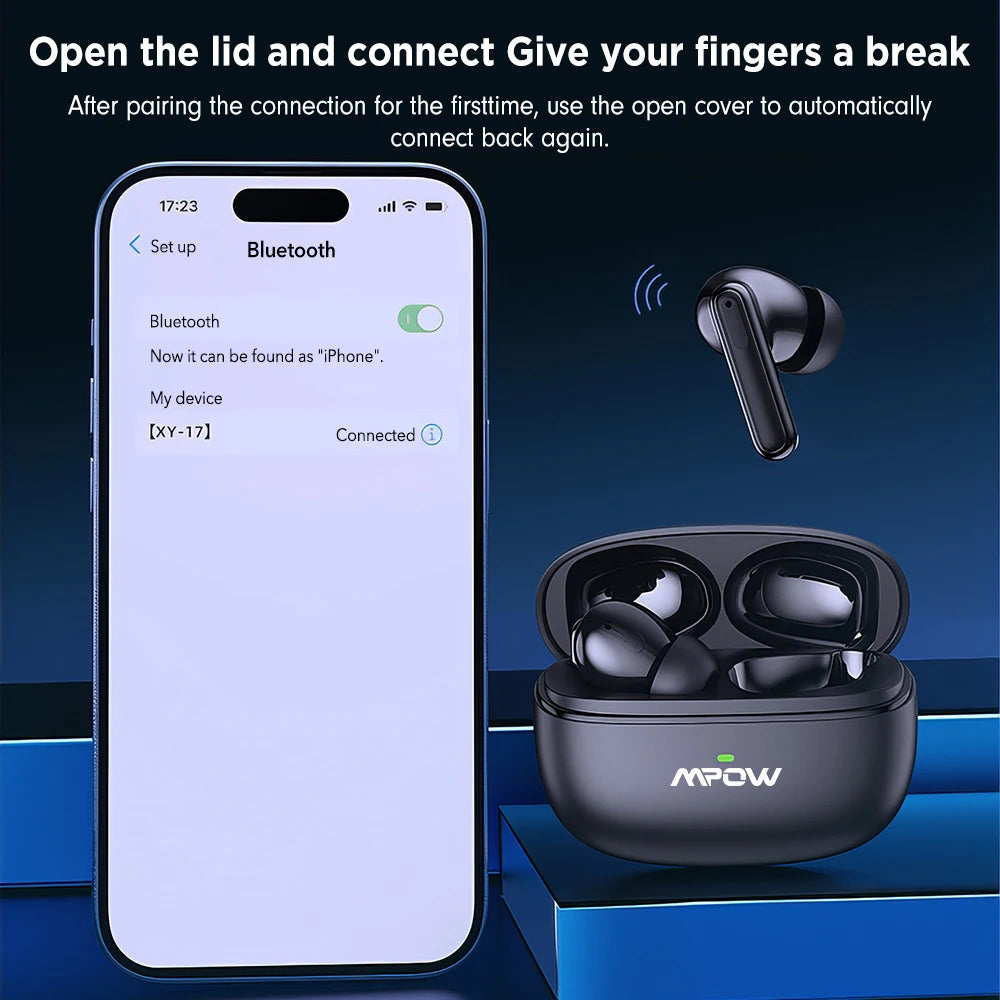 Mpow XY-17 Bluetooth 5.3 In-ear Wireless Sports Earphones ANC Active Noise Reduction Bluetooth 26H Playtime Headset for iPhone