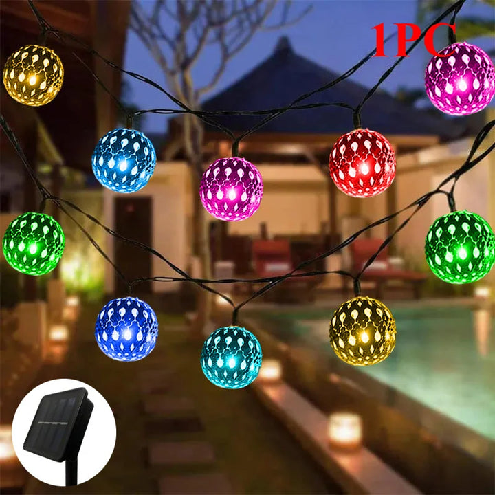 3.5M Solar String Lights Moroccan Ball RGB LEDs Perfect for Weddings Parties Birthdays Christmas Home Bedroom Garden Yard Decor
