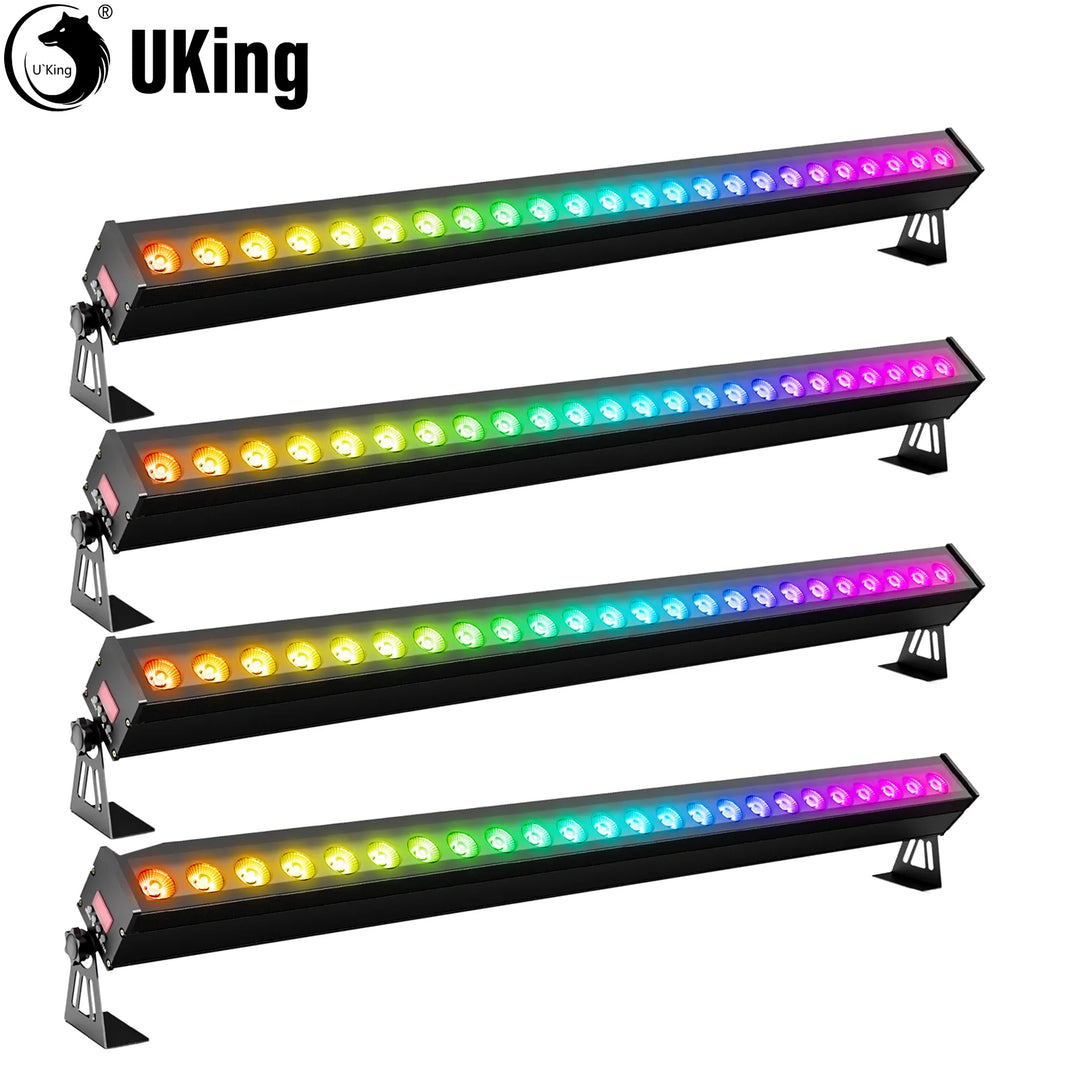 U'King 4Pcs 100W IP65 Waterproof Wall Washer Light 24X3W RGB LED Wall Wash Light Bar Sunlight For Outdoor Building Wedding Party