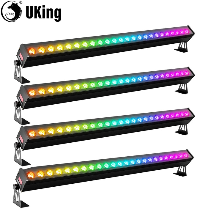 U'King 4Pcs 100W IP65 Waterproof Wall Washer Light 24X3W RGB LED Wall Wash Light Bar Sunlight For Outdoor Building Wedding Party