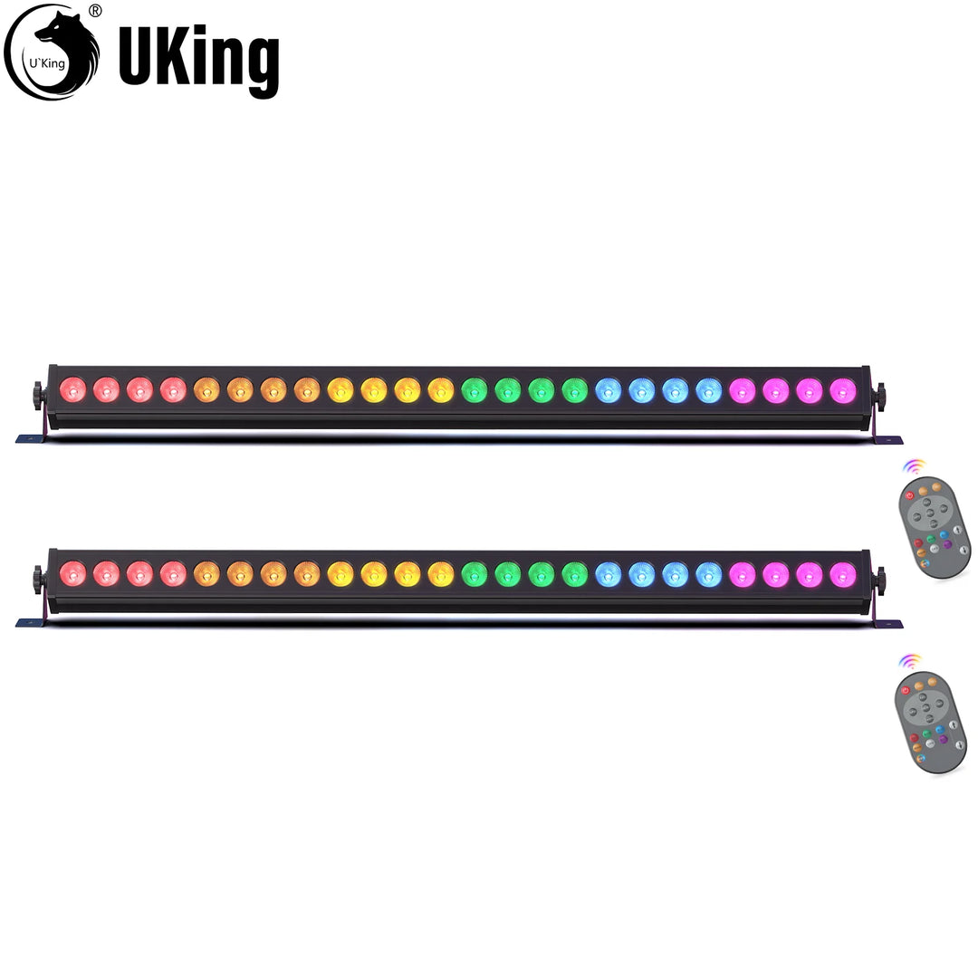 U'King 2Pcs 60W RGB 24LED Wall Wash Light Bar With Remote Controller DMX Stage Light Bar For Wedding Church Music Dance DJ Party