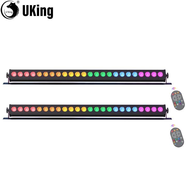 U'King 2Pcs 60W RGB 24LED Wall Wash Light Bar With Remote Controller DMX Stage Light Bar For Wedding Church Music Dance DJ Party