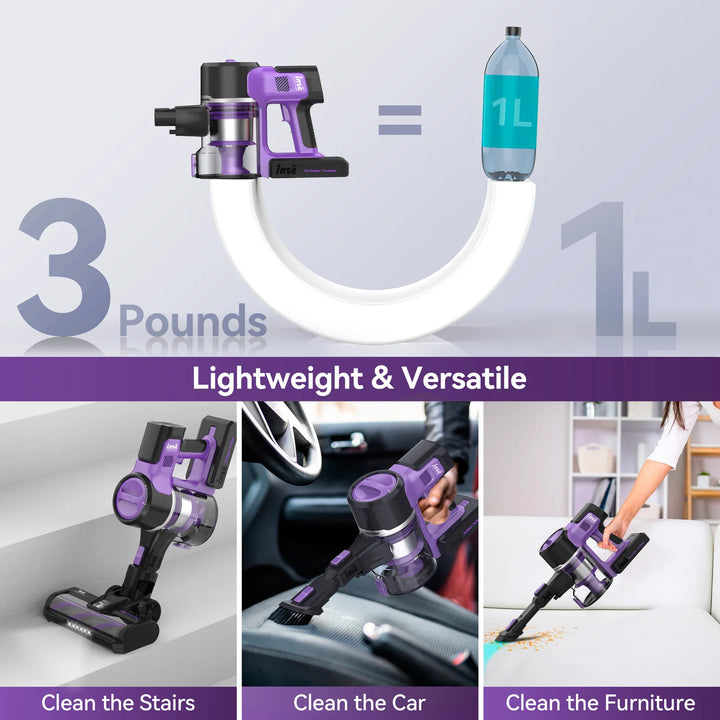 S10/S10X/S10P 45Kpa Powerful Suction Cordless Vacuum Cleaner, 1.2L Dust Box, 2 Batteries for Floor, Carpet & Pet Hair