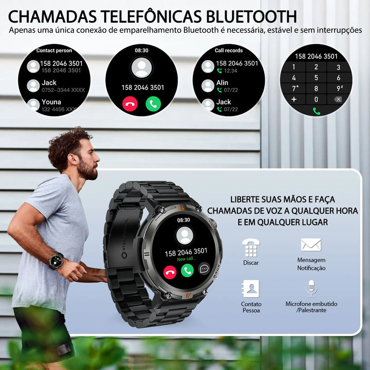 EIGIIS KE3 Bluetooth Call Smart Watch Men Full Touch Screen Health Monitor Clock With Flashlight  For IOS Android