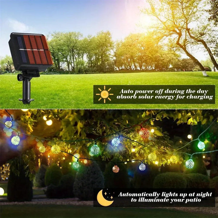 3.5M Solar String Lights Moroccan Ball RGB LEDs Perfect for Weddings Parties Birthdays Christmas Home Bedroom Garden Yard Decor