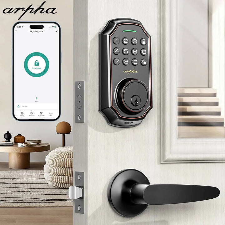 Arpha Smart Door Lock D180H Electronic Lock Bluetooth Door Lock 100 Password App Control Combination Lock Long Battery Life