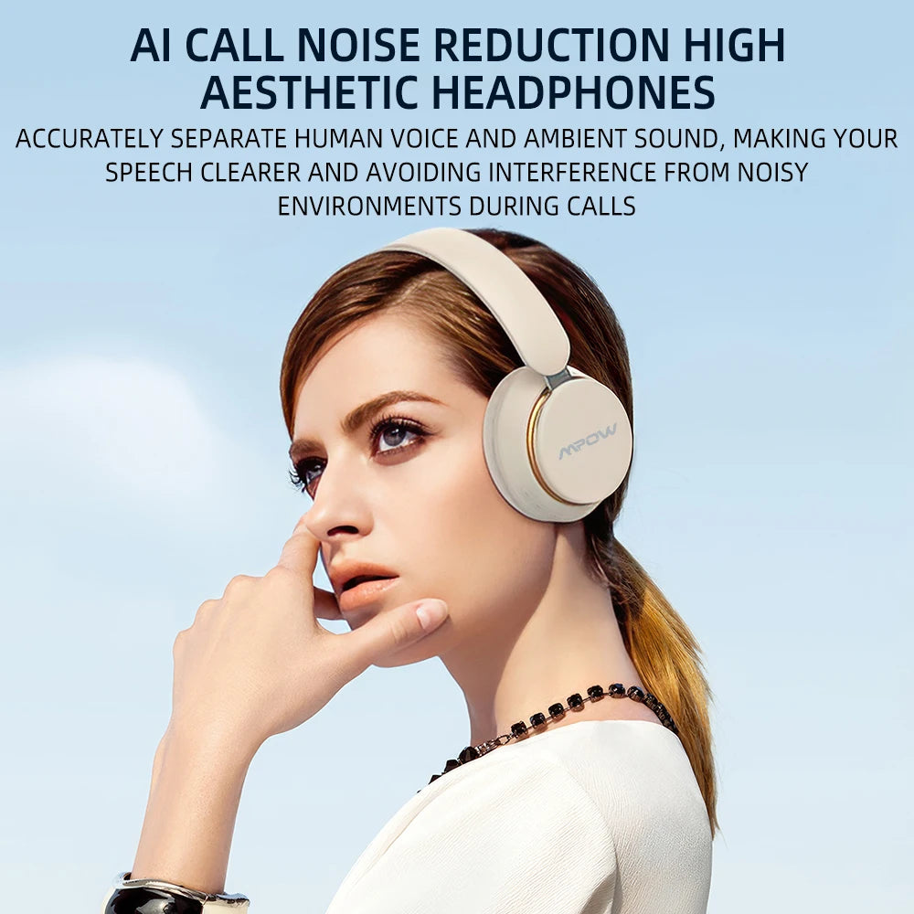 Mpow J2 ANC Wireless Bluetooth Headphones Upgraded Active Noise Reduction Over-Ear Headphones Long-lasting 24 Hours Playtime
